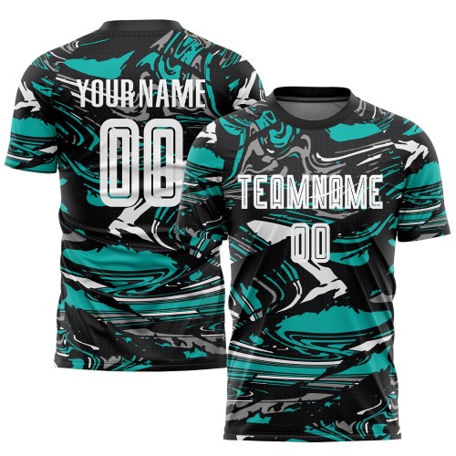 Maglia calcio bianca acquamarina sublimata