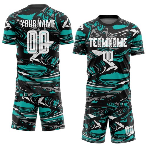 Maglia calcio bianca acquamarina sublimata - Vista 2