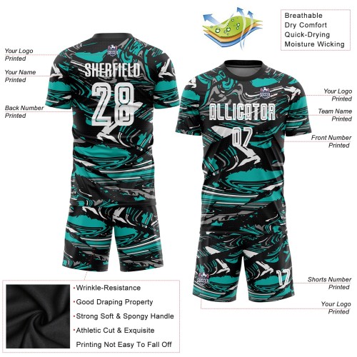Maglia calcio bianca acquamarina sublimata - Vista 5