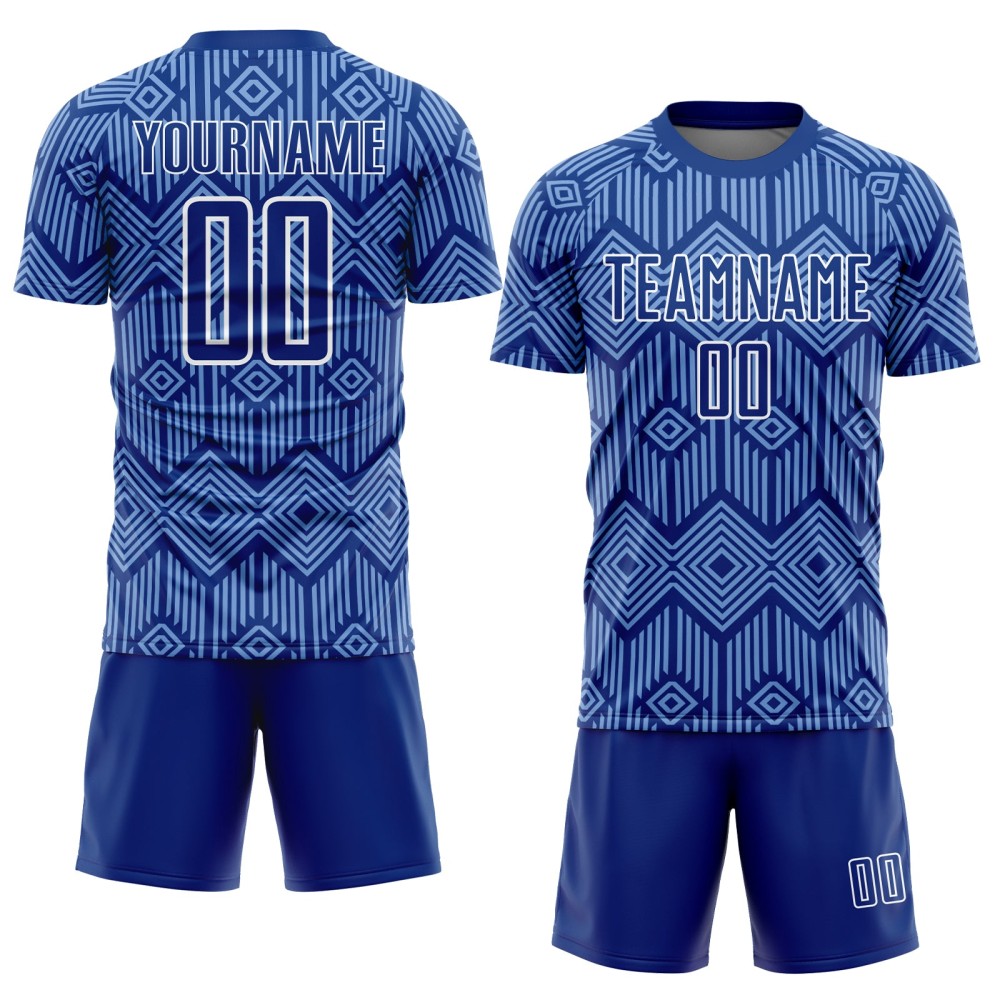 Maglia calcio forme astratte blu-bianco sublimata
