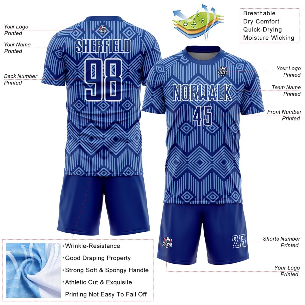 Maglia calcio forme astratte blu-bianco sublimata - Vista 3