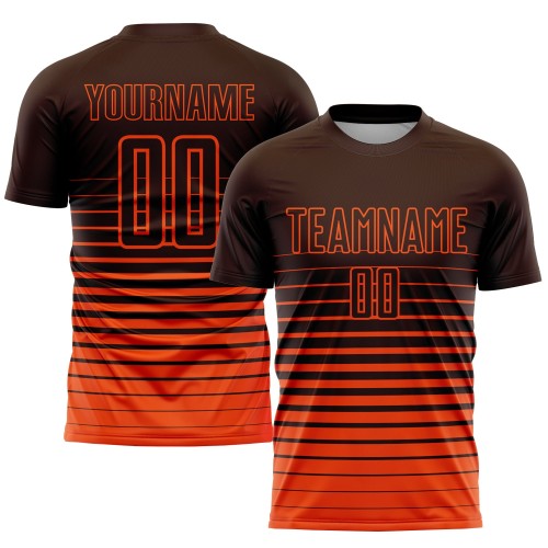 Maglia calcio righe marroni arancioni sfumate