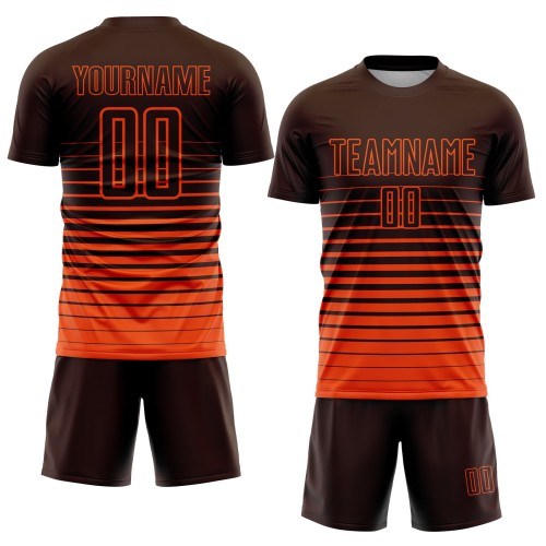 Maglia calcio righe marroni arancioni sfumate - Vista 2