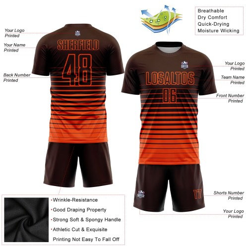 Maglia calcio righe marroni arancioni sfumate - Vista 5
