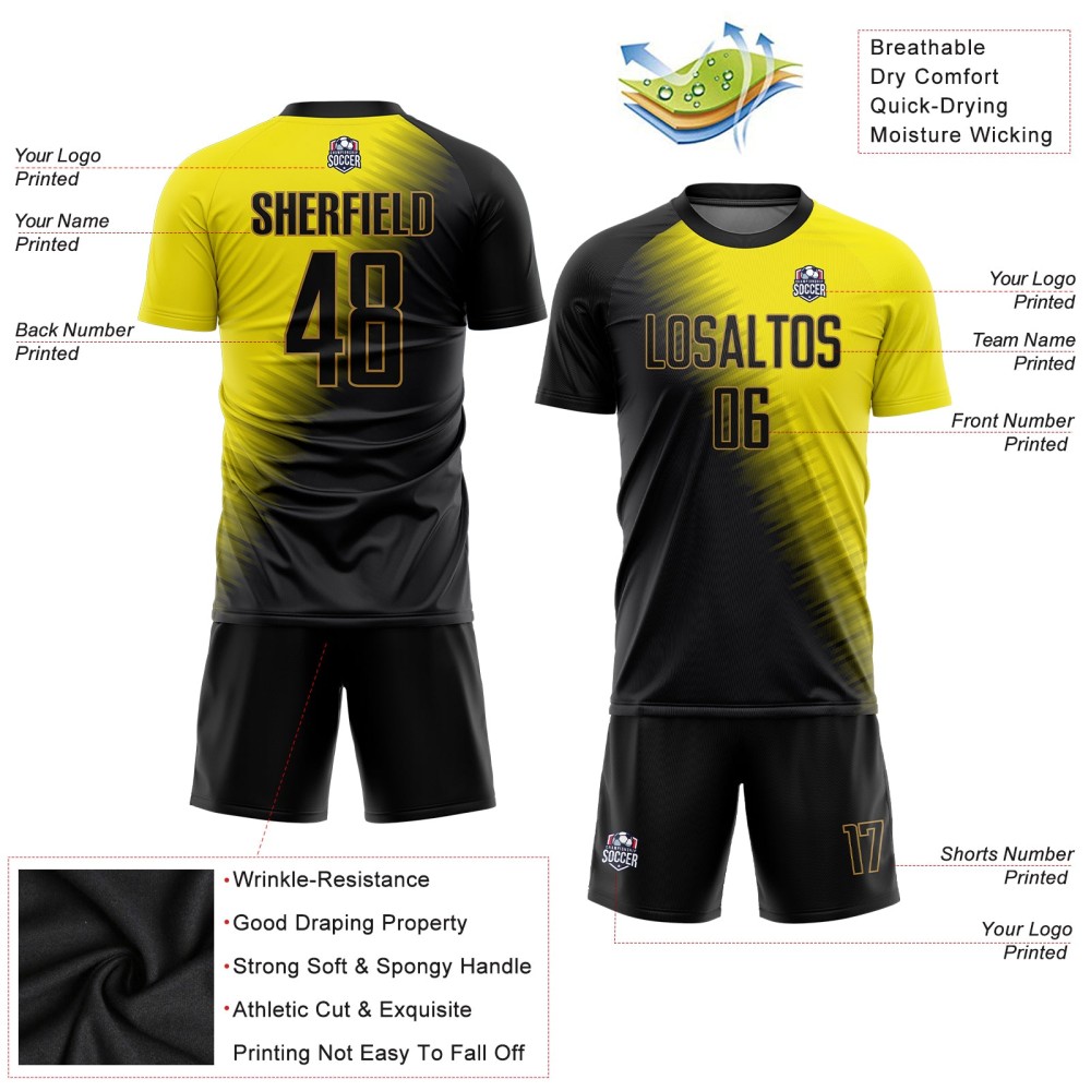 Maglia calcio oro nero antico sublimata - Vista 3